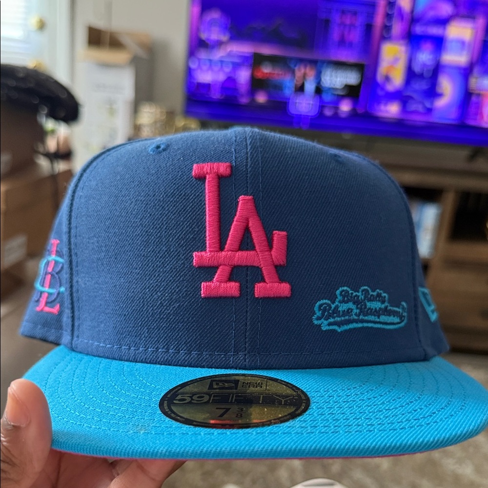 New Era Blue Cap with Pink LA Logo